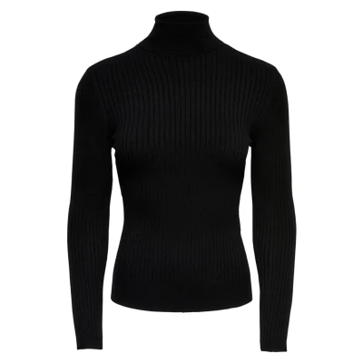 Abbildung von ONLY Damen Struktur Rollkragen Pullover Rundhals Feinstrick Sweater Stretch Oberteil ONLKAROL NOOS, Farben:Schwarz, Größe:M