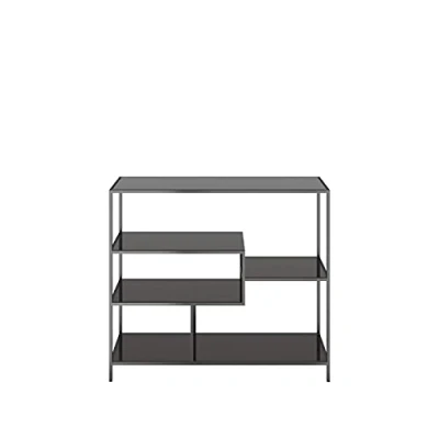 Abbildung von Kare Design Regal Loft, Schwarz, Stahl, Glas Fachböden, schmal, freistehend, 100x115x30 cm (H/B/T)