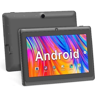 Abbildung von Haehne 7 Zoll Tablet PC, Android 5.0, A33 Quad Core, 1GB RAM 8GB ROM, Dual Kameras, WiFi, Bluetooth, für Erwachsener Kinder, Schwarz