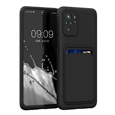 Abbildung von kwmobile Handyhülle kompatibel mit Xiaomi Redmi Note 10 / 10S Hülle Handy Cover Fach für Karten in Schwarz matt