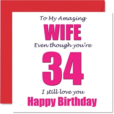 Abbildung von Lustige Geburtstagskarte zum 34. Geburtstag für die Ehefrau 34 I Still Love You Happy Birthday Karte vom Ehemann Partner, x mm