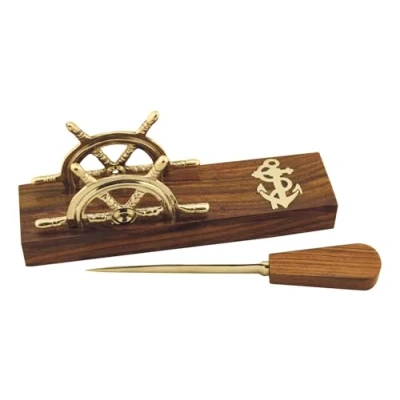 Abbildung von Sea Club Brieföffner &amp; Visitenkartenhalter Maritime Deko Holz/Messing
