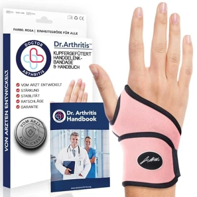 Abbildung von Von Ärzten Entworfen, Leichte Handgelenk Bandagen, Handgelenkstütze für Sehnenscheidenentzündung, Handgelenkbandage mit Karpaltunnel Schiene, Handbandage Rechts/Links, Einzelpackung, Pink
