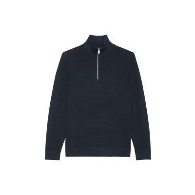 Abbildung von Marc O&#039;Polo Troyer Ottoman Struktur Strickpullover, Herren, Größe: Medium, Dark navy