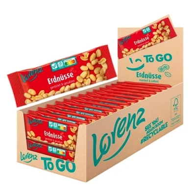 Abbildung von Lorenz Snack World Erdnüsse geröstet, gesalzen Riegel, 28er Pack (28 x 40 g)