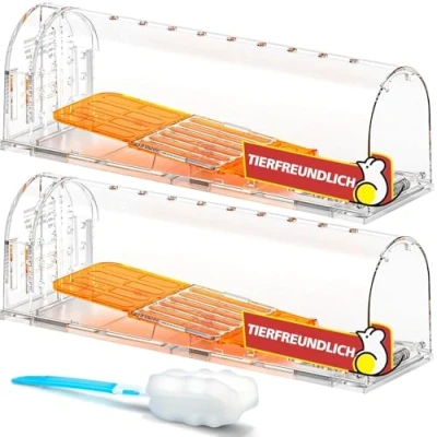 Abbildung von TAKRINK Mausefalle Lebend 2 Set Professionelle Kastenfalle Lebendfallen Wiederverwendbar Kein Kontakt mit Ratten Maus Hochsensibel für mäuse in der Küche im Garten Lager