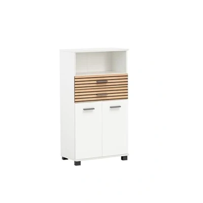 Abbildung von Schildmeyer Highboard Katta 158585, weiß matt/Akustikpaneel Optik, 59,8 x 32,6 110,5 cm
