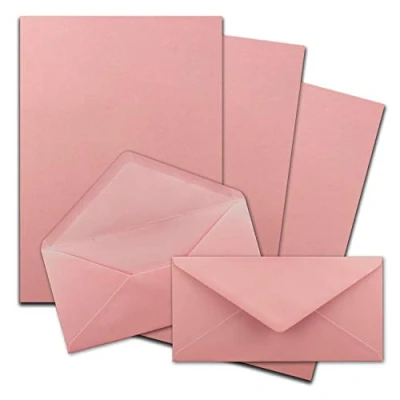 Abbildung von 25x Briefpapier Set DIN A4 mit Lang Briefumschlägen, Nassklebung Alt Rosa mattes Schreibpapier Kuverts FarbenFroh by GUSTAV NEUSER