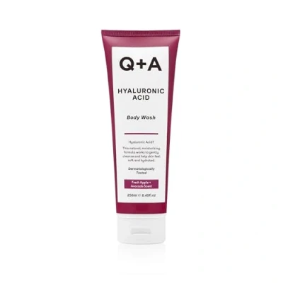Abbildung von Q+A Duschgel mit Hyaluronsäure, Hyaluronsäure ist ein hervorragender Feuchtigkeitsspender, der trockene Haut im Gesicht und am Körper revitalisiert, 250ml