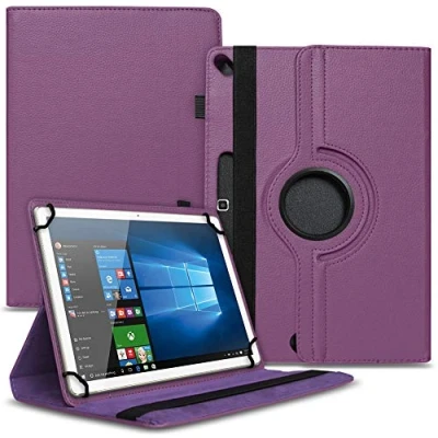 Abbildung von NAUCI Tablet Schutz Hülle kompatibel für Lenovo Miix 320 310 300 Tasche aus hochwertigem Kunstleder mit Standfunktion 360 Drehbar Cover Case, Farben:Lila