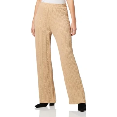 Abbildung von Dagi Women&#039;s Light Brown Regular Waist Jogger Knitted Pants, Brown,S