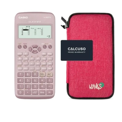 Abbildung von CALCUSO Sparpaket: Casio FX 83GT X technisch wissenschaftlicher Taschenrechner + WYNGS Schutztasche pink Erweiterte Garantie von