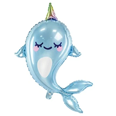 Abbildung von Hochwertiger Folienballon Narwal Kinder Geburtstag Luftballon Deko Ballon Helium geeignet Kindergeburtstag