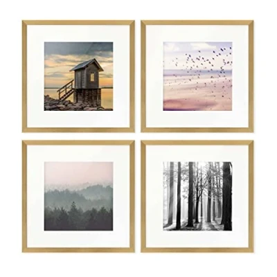 Abbildung von PHOTOLINI Bilderrahmen 4er Set 30x30 cm Modern Schmal mit Passepartout