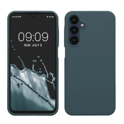 Abbildung von kwmobile Hülle kompatibel mit Samsung Galaxy A25 Silikon Handy Case Handyhülle weiche Oberfläche kabelloses Laden Dunkler Schiefer