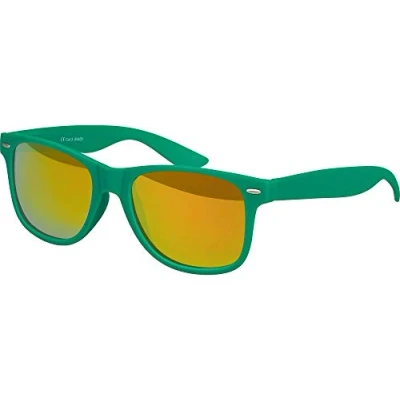 Abbildung von Balinco Sonnenbrille UV400 CAT 3 CE Rubber mit Federscharnier für Damen &amp; Herren (dunkel grün rot/orange verspiegelt)