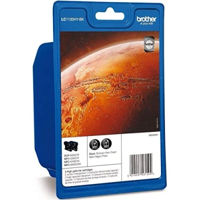 Abbildung von Brother Original LC 1100HYBK Druckerpatronen Doppelpack schwarz 900 Seiten (LC1100HYBKBP2DR)
