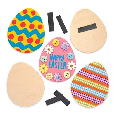 Abbildung von Baker Ross AW219 Holz Magneten „Ostereier“ (10 Stück) Bastelidee zu Ostern für Kinder zum Verzieren und Gestalten