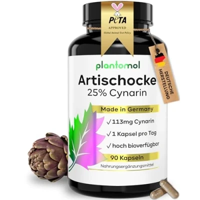 Abbildung von 90 Artischocken Kapseln hochdosiert mit 113mg Cynarin nur 1 Kapsel/Tag Extrakt 3 Monatsvorrat