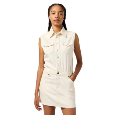 Abbildung von Wrangler Sleeveless Dress Jeanskleid, Damen, Größe: 42, Natural