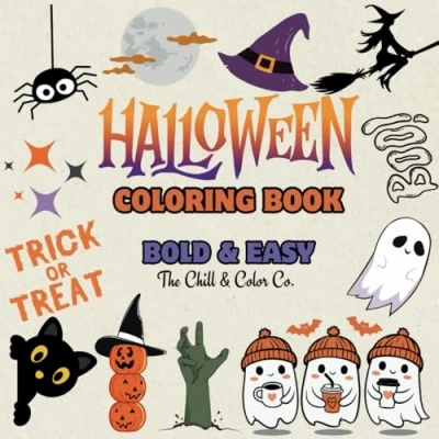 Abbildung von Halloween Coloring Book: for Adults and Kids Featuring Adorable Cute Spooky Creatures Relaxation Stress Relief