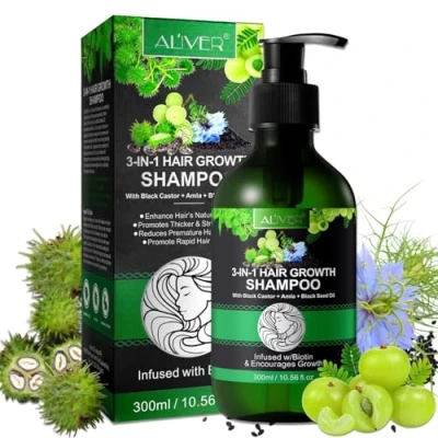 Abbildung von ALIVER Haarshampoo Kopfhaut Pflege Haarwachstum mit Rizinusöl Amlaöl Schwarzkümmelöl, 1 tlg., Vegan, biotin angereichert