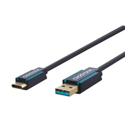 Abbildung von Clicktronic USB C Stecker auf A 3.0 Premium Kabel / 3.2 Gen 1 Typ Schnellladekabel bis 15W max. Übertragungsrate 5 Gbit/s Datenkabel für Geräte, 1m