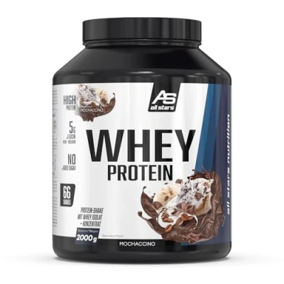 Abbildung von ALL STARS Whey Protein (2 kg, Mochachino) Cremiger Shake mit Isolat + Konzentrat hochwertiges Pulver bis zu 24g Eiweiß/Portion 2000g