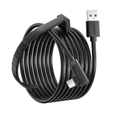 Abbildung von BENFEI Link Kabel 5M Kompatibel mit Oculus/Meta Quest 3S/3/2/1/Quest Pro und Pico 4/PC Steam VR Zubehör, High Speed PC Datenübertragung, USB 3.0 zu C für Headset Gaming PC, Schwarz
