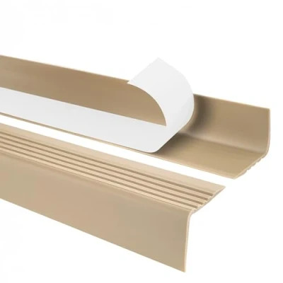Abbildung von Quest Treppenkantenprofil Selbstklebend PVC Kunststoff Treppen Kantenschutz 50x42mm, beige, 130cm