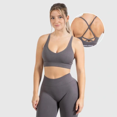Abbildung von Smilodox Cetrina Scrunch Sportbh mit leichter Stützkraft, Damen, Größe: XL, Anthrazit