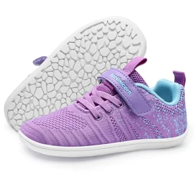 Abbildung von IceUnicorn Hausschuhe Kinder Barfußschuhe Jungen Mädchen Sportschuhe Barfussschuhe Minimalistische Hallenschuhe(Rosa Lila, 26EU)