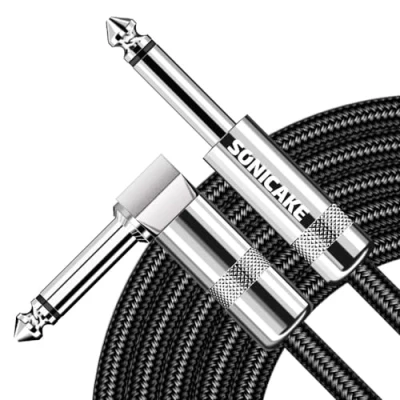 Abbildung von SONICAKE 3M Gitarren Instrumentenkabel 6.3mm Gitarrenkabel Lärmschutz mit Abgewinkelte Stecker und Standard Klinke Schwarz