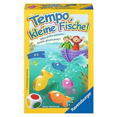Abbildung von Ravensburger 23334 Tempo, kleine Fische, Mitbringspiel für 1 6 Spieler, Kinderspiel ab 3 Jahren, kompaktes Format, Reisespiel, Brettspiel Geburtstagsgeschenke