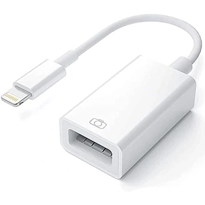 Abbildung von Kamera Adapter Apple Lightning auf USB, USB 3.0 OTG Kabel für iPhone/iPad zum Anschluss von Kartenleser, Flash Laufwerk, U Disk, Tastatur, Maus, Hubs, MIDI, Plug and Play, weiß