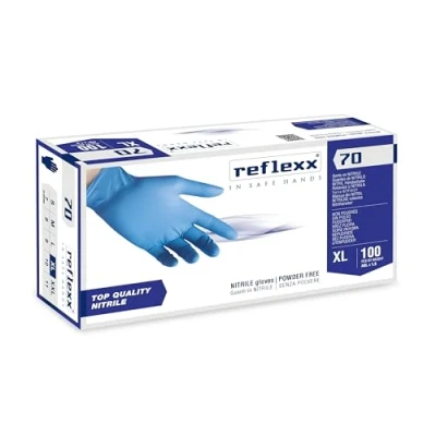 Abbildung von Reflexx R70/XL Puderfreie Nitrilhandschuhe, Größe XL, Hellblau, 100 Stück