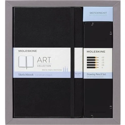 Abbildung von Moleskine Art Collection Skizzierset, Notebook Skizzieralbum (mit Hardcover und elastischem Verschluss, Papier geeignet für Kugelschreiber Buntstifte, Groß 13 x 21 cm, 104 Seiten) schwarz