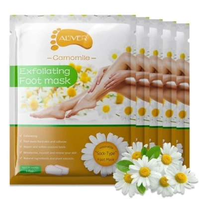 Abbildung von ALIVER Fußmaske Fusspeeling Fußpflege Anti Hornhaut Socken Hornhautentferner Kamille, 5 tlg.