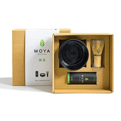 Abbildung von Organischer Moya Matcha Tee Set Pulver Grün BIO 30g Traditionelle Klasse (II) Verpackung + Schale Bambusbesen zur Zubereitung
