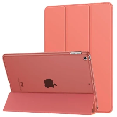 Abbildung von MoKo Hülle Kompatibel für iPad 9.7 2017/2018, 5./6. Generation PU Leder Tasche Schutzhülle Schale Smart Case mit Transluzent Rücken Deckel Auto Schlaf/Wach Stanfunktion, Orangerot