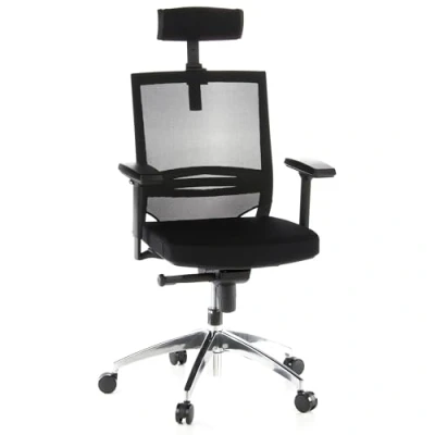Abbildung von hjh OFFICE 657240 Profi Bürostuhl Porto MAX Stoff/Netz Schwarz Bürosessel ergonomisch, Kopf &amp; Lordosenstütze verstellbar