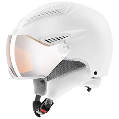 Abbildung von uvex hlmt 600 visor robuster Skihelm für Damen und Herren individuelle Größenanpassung mit Visier all white matt 53 55 cm