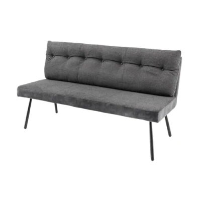 Abbildung von riess ambiente Sitzbank BIG GEORGE 160cm anthrazit / schwarz (Einzelartikel, 1 St), Samt · Strukturstoff mit Lehne Metall Beine Modern Design