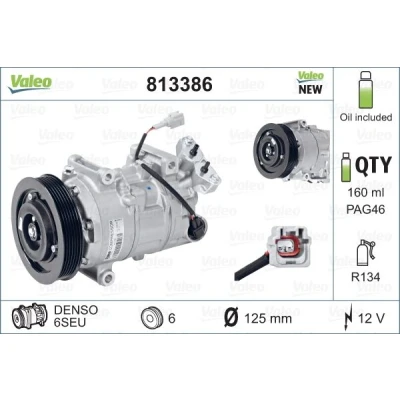 Abbildung von VALEO 813386 Kompressor 6SEU 12 PAG 46 R 134a mit Kompressoröl NEW ORIGINAL PART RENAULT: MEGANE 3 Grandtour, SCENIC 3, GRAND kfzteile,