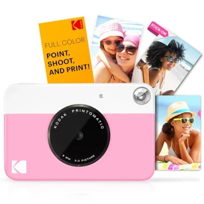Abbildung von KODAK Printomatic Sofortbild Digitalkamera in Vollfarbe Hochwertige Fotos auf Zink 2x3&quot; Klebefotopapier 5MP, tragbar, kreatives Spaßgeschenk für Geburtstag, Weihnachten, Feiertag Rosa