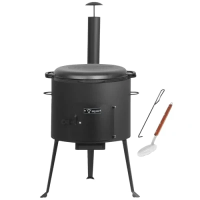 Abbildung von BBQ Toro Gusseisen Kazan mit Ofen Ø 44 cm 16 L Gusstopf Deckel, Gusseisentopf Gulaschkessel, Feuerkessel, Outdoor Feuer Ofen, Eintopfofen, Feuerstelle, Außenküche, Utschak