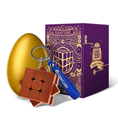 Abbildung von GAN 330 Osterei Edition, Antique Rhyme Schlüsselanhänger Cube Mini 3x3 (Braun)