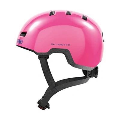 Abbildung von ABUS Kinderhelm Skurb Kid robuster Fahrradhelm im Skater Look mit Platz für einen Zopf und vielfältigen Designs Mädchen Jungen Pink Glänzend, Größe M