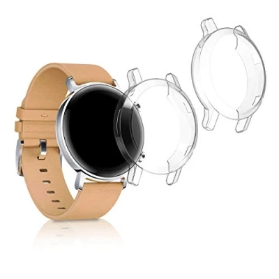 Abbildung von kwmobile 2X Schutzhülle kompatibel mit Huawei Watch GT2 (42mm) Hülle Fullbody Cover Set aus Silikon Transparent
