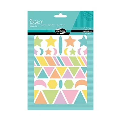 Abbildung von Avenue Mandarine Maildor AE041O Baby Packung Stickers (mit 6 Bögen in Format DIN A5, 14, 8 x 21cm, ideal für Kinder ab 2 Jahren, geometrische Formen) 1 Pack